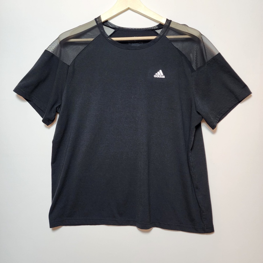 Adidas Mesh Shoulder Aeroready Short Sleeve Training T-Shirt Black Large